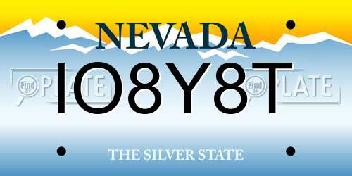 IO8Y8T Nevada License Plate