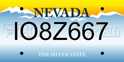 IO8Z667 Nevada License Plate