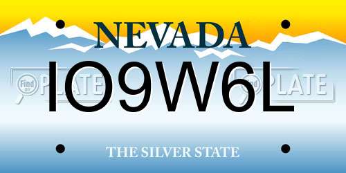 IO9W6L Nevada License Plate
