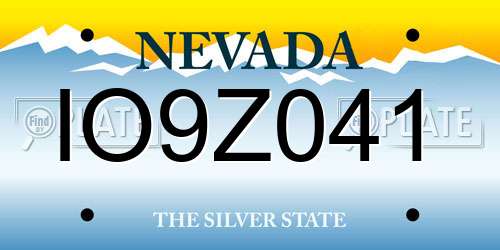 IO9Z041 Nevada License Plate