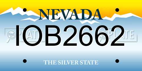 IOB2662 Nevada License Plate