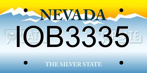 IOB3335 Nevada License Plate