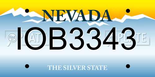 IOB3343 Nevada License Plate