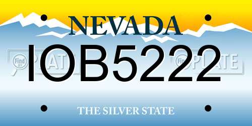 IOB5222 Nevada License Plate