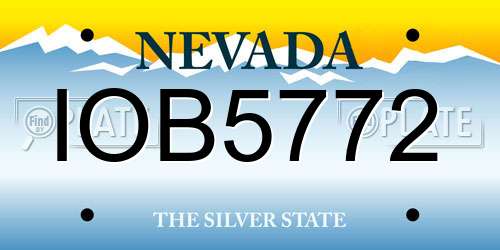 IOB5772 Nevada License Plate