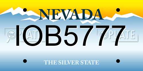 IOB5777 Nevada License Plate