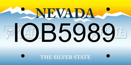 IOB5989 Nevada License Plate