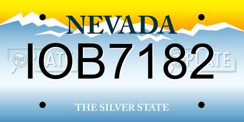IOB7182 Nevada License Plate