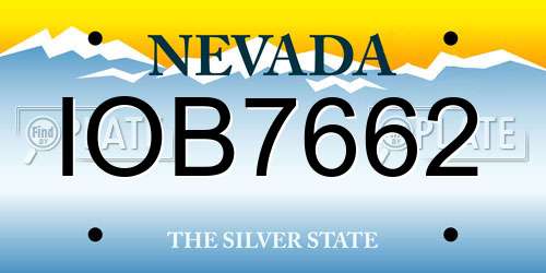 IOB7662 Nevada License Plate