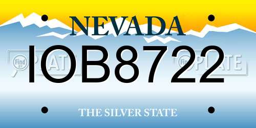 IOB8722 Nevada License Plate