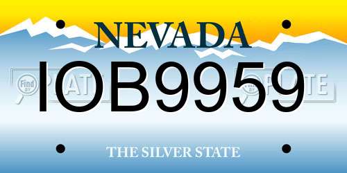 IOB9959 Nevada License Plate