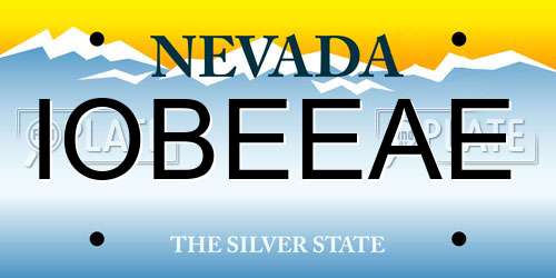 IOBEEAE Nevada License Plate