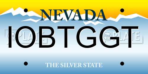 IOBTGGT Nevada License Plate