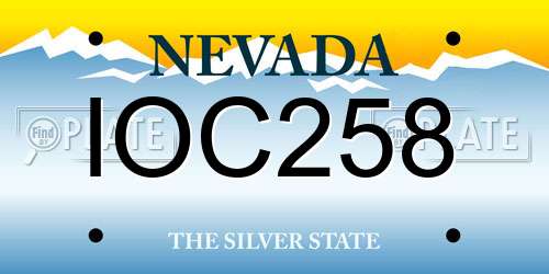 IOC258 Nevada License Plate