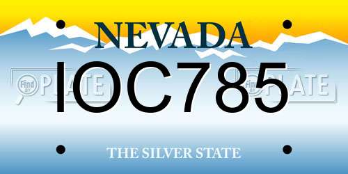IOC785 Nevada License Plate