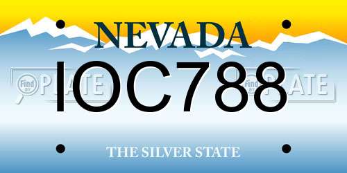 IOC788 Nevada License Plate