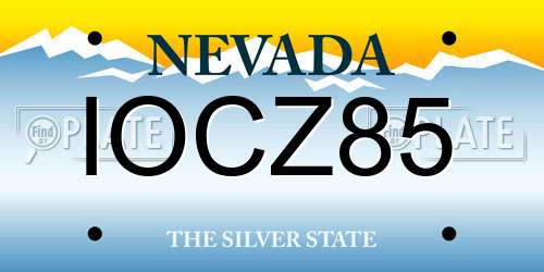 IOCZ85 Nevada License Plate