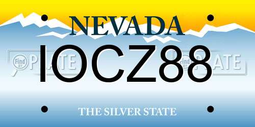 IOCZ88 Nevada License Plate