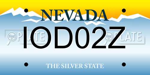 IOD02Z Nevada License Plate