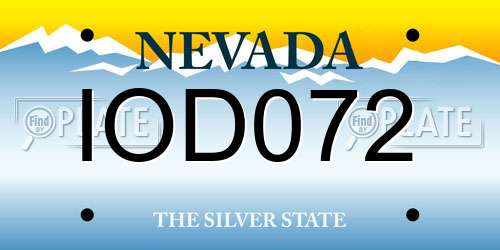 IOD072 Nevada License Plate