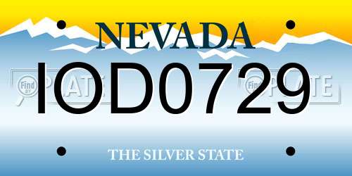 IOD0729 Nevada License Plate