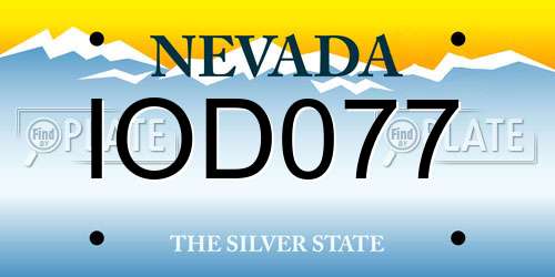 IOD077 Nevada License Plate