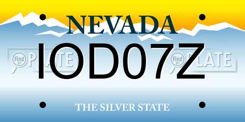 IOD07Z Nevada License Plate