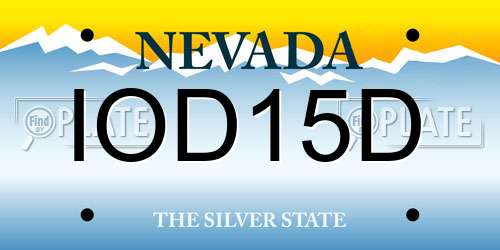 IOD15D Nevada License Plate