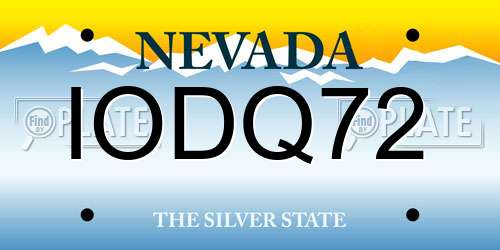 IODQ72 Nevada License Plate