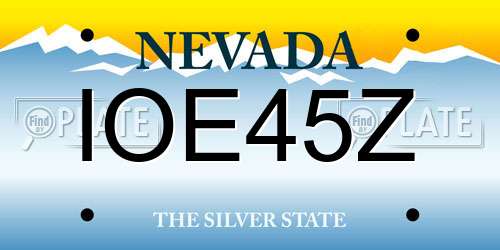 IOE45Z Nevada License Plate