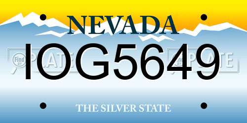 IOG5649 Nevada License Plate