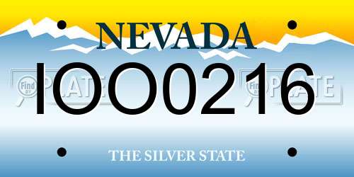 IOO0216 Nevada License Plate