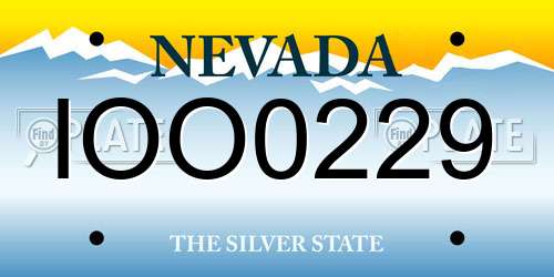IOO0229 Nevada License Plate