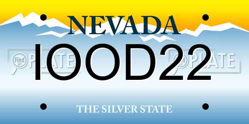 IOOD22 Nevada License Plate