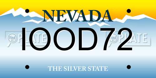 IOOD72 Nevada License Plate