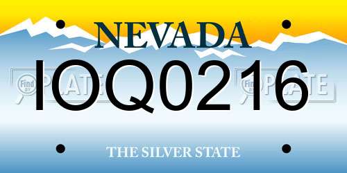 IOQ0216 Nevada License Plate