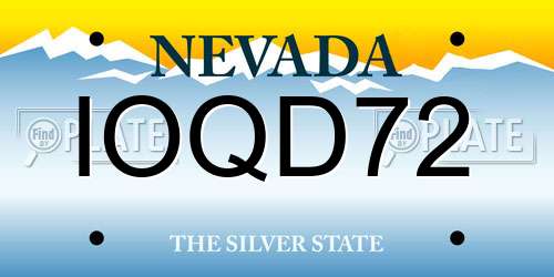 IOQD72 Nevada License Plate