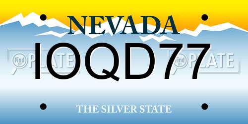 IOQD77 Nevada License Plate