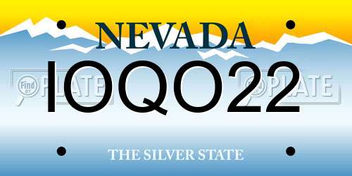 IOQO22 Nevada License Plate