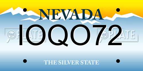 IOQO72 Nevada License Plate