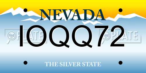 IOQQ72 Nevada License Plate