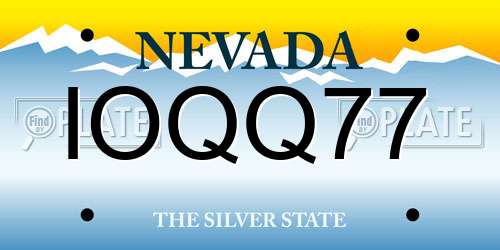 IOQQ77 Nevada License Plate