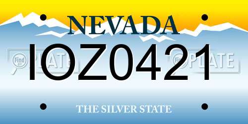 IOZ0421 Nevada License Plate