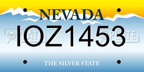 IOZ1453 Nevada License Plate