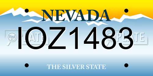 IOZ1483 Nevada License Plate