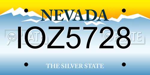 IOZ5728 Nevada License Plate