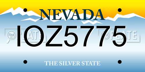 IOZ5775 Nevada License Plate
