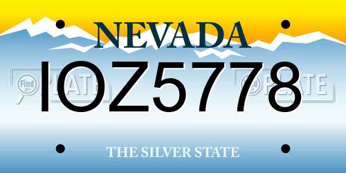 IOZ5778 Nevada License Plate