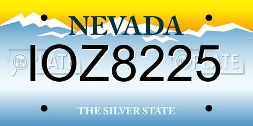 IOZ8225 Nevada License Plate