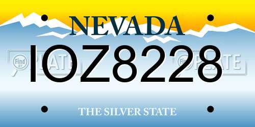IOZ8228 Nevada License Plate